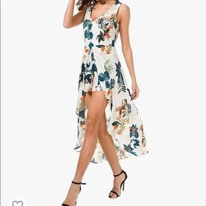 Womens Sleeveless Floral Split Maxi Romper Dress